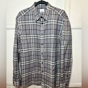Burberry Check Cotton Poplin Shirt in Seal Grey
